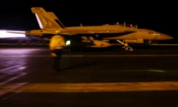 Une image publiée par l'armée américaine le 19 juillet 2026 montre le décollage d'un avion présenté comme participant à des frappes contre l'Iran