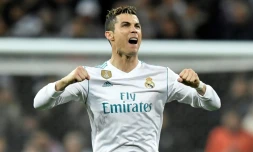 Cristiano Ronaldo, auteur de l'égalisation sur penalty pour le Real face au PSG, le 14 février 2018 au stade Santiago Bernabeu