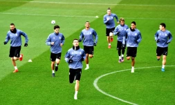 Les joueurs du Real Madrid, dont Cristiano Ronaldo, à l'entraînement, le 14 février 2017 à Madrid