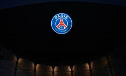 Le logo du PSG au Parc des princes, le 23 novembre 2020 à Paris