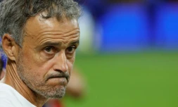 L'entraîneur du PSG Luis Enrique lors de la défaite contre Lens pour le Trophée des champions le 16 août 2026 à Lens dans le nord de la France. 