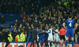 Echauffourées lors du match entre Everton et Lyon, le 19 octobre 2017 à Liverpool