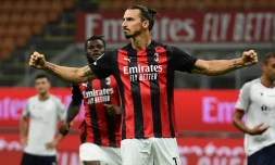 L'attaquant suédois de l'AC Milan, Zlatan Ibrahimovic, auteur d'un doublé lors du match de Serie A à domicile face à Bologne, le 21 septembre 2020