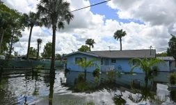Inondations à Crystal River, aprÚs le passage de l'ouragan Idalia, le 31 août 2023 en Floride