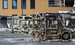 Des bus incendiés à Aubervilliers, en Seine-Saint-Denis, au nord de Paris, le 30 juin 2023