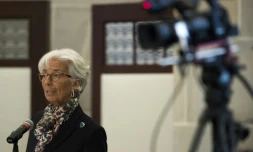 La directrice du FMI Christine Lagarde lors d'un discours à la Réserve fédérale (Fed) le 18 juillet 2016 à New York