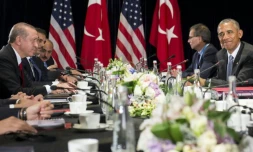 Le président américain Barack Obama (d) et son homologue turc Recep Tayyip Erdogan en marge du sommet du G20 à Hangzhou, en Turquie, le 4 septembre 2016