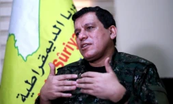 Mazloum Kobani, commandant en chef des Forces démocratiques syriennes lors d'une interview exclusive avec l'AFP, près de la ville de Hassaké dans le nord de la Syrie, le 24 janvier 2019