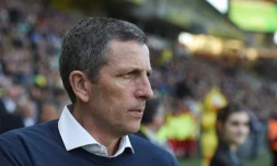 L'entraĂźneur de Strasbourg Thierry Laurey lors du match de championnat Ă Nantes le 24 mai 2019