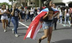 Des étudiants de l'université de Porto Rico manifestent à San Juan, à Porto Rico, le 24 mai 2017