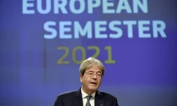 Le commissaire Ă l'Economie, Paolo Gentiloni, le 18 novembre 2020 Ă Bruxelles