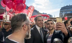 Le chancelier autrichien Christian Kern en campagne à Vienne, le 14 octobre 2017 