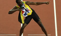 Usain Bolt, après son dernier 100 m aux Championnats du monde d'athlétisme, le 5 août 2017 à Londres