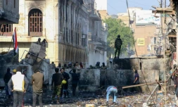 Des manifestants irakiens le 30 novembre 2019 dans la rue al-Rachid, à Bagdad