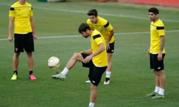 Les joueurs de Séville FC préparent leur demi-finale retour d'Europa League contre le Shakhtar Donetsk, à la Ciudad Deportiva, le 4 mai 2016