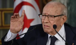 Photo d'archives du président tunisien Béji Caïd Essebsi lors d'une conférence de presse au palais de Carthage, près de Tunis, le 8 novembre 2018