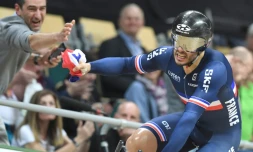 Le Français Quentin Lafargue champion du monde du kilomètre au vélédrome de Pruszkow le 1er mars 2019