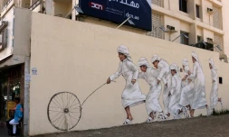 Fresque d'enfants par l'artiste lituanien Ernest Zacharevic à Dubaï, le 6 février 2017