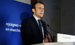 Emmanuel Macron, candidat du mouvement En Marche! à la présidentielle, lors d'un meeting à Carpentras, le 17 février 2017