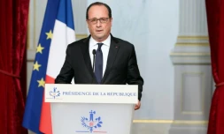 François Hollande lors de son allocution télévisée le 13 novembre 2015 à l'Elysée