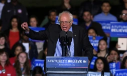 Le candidat démocrate Bernie Sanders lors d'un meeting le 31 mars 2016 à New York