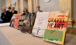 Des ouvrages du prix Nobel de littérature 2021, Abdulrazak Gurnah, à Stockholm, le 7 octobre 2021.