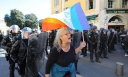 Geneviève Legay pendant la manifestation des gilets jaunes à Nice le 23 mars 2019