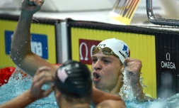 Léon Marchand sacré champion du Monde sur 400 m quatre nages à Budapest, le 18 juin 2022 