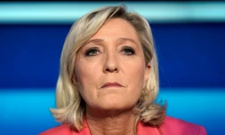 La présidente du Rassemblement National (RN)Marine Le Pen, avant le débat de France 2, à Saint-Cloud, le 22 mai 2019