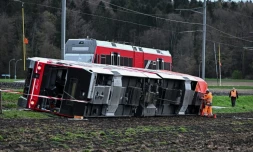 Déraillement d'un train régional à Lüscherz, au nord-ouest de Berne, le 31 mars 2023 en Suisse