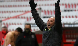 L'entraîneur de l'Olympique de Marseille, l'Argentin Jorge Sampaoli, lors du match de L1 contre Nice, le 20 mars 2021 à l'Allianz Riviera