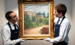 "Le Jardin de Pissarro", une toile méconnue de Paul Gauguin photographiée le 14 février 2019 à Paris, sera cédée aux enchères à Paris le 29 mars
