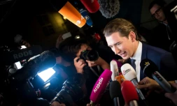 Le jeune dirigeant conservateur autrichien Sebastian Kurz le 15 octobre 2017 à Vienne