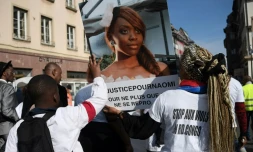 Les proches de Naomi Musenga durant une marche en hommage à la jeune femme le 16 mai 2018, à Strasbourg