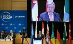 Le secrétaire général de l'ONU Antonio Guterres à l'ouverture du Forum sur les réfugiés, le 17 décembre 2019 à Genève