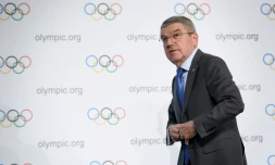 Thomas Bach, président du Comité international olympique, à l'issue d'une conférence de presse, à Lausanne, le 5 décembre 2019