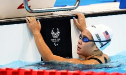 La nageuse américaine Haven Shepherd à l'épreuve de 100 m brasse SB7 des Jeux paralympiques de Tokyo, le 1er septembre 2021