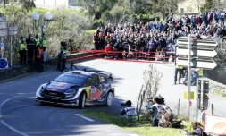 Le Français Sébastien Ogier (M-Sport Ford) lors de la 1re journée du Tour de Corse, le 6 avril 2018 à Barchetta
