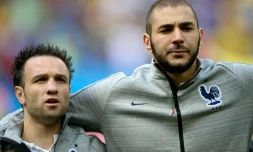 Mathieu Valbuena et Karim Benzema, le 30 juin 2014 avant le match du Mondial-2014 France - Nigeria à Brasilia