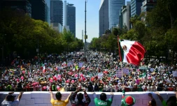 Des milliers de Mexicains manifestent contre le président américain Donald Trump et son projet de construire un mur à la frontière, le 12 février 2017 à Mexico 