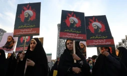 Des Iraniennes manifestent contre l'exécution de Nimr al-Nimr à Téhéran le 4 janvier 2015