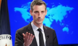 Le porte-parole du département d'Etat Ned Price lors d'un point-presse à Washington, le 17 février 2021