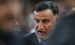 L'entraĂźneur de Lille Christophe Galtier lors du match contre Valence en C1, le 5 novembre 2019 Ă Valence