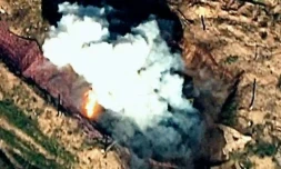 Photo fournie par Bakou le 19 septembre 2023 d'une explosion au Nagorny Karabakh 