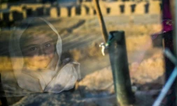 Le site où se trouvait la statue du Bouddha Shahmama avant d'être détruite par les talibans en mars 2001, dans la province de Bamiyan à l'ouest de Kaboul, le 2 octobre 2021
