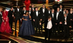 L'équipe de "Green Book" vient recevoir sur scène l'Oscar du "meilleur film", le 24 février 2019 à Hollywood