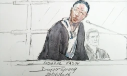 Croquis d'audience, le 20 juin 2016, de Fabienne Kabou lors de son procès à la cour d'assises de Saint-Omer, dans le Pas-de-Calais