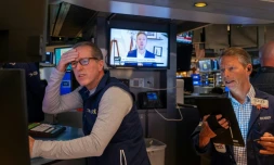 Traders à Wall Street, sur le parquet de la Bourse de New York le 4 avril 2025