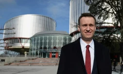 L'opposant russe Alexeï Navalny devant la Cour européenne des droits de l'Homme, le 24 janvier 2018 à Strasbourg