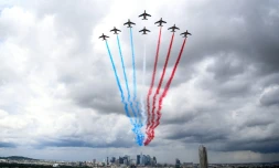 Entrainement des Alphajet de la "Patrouille de France" le 12 juillet 2021 à Paris